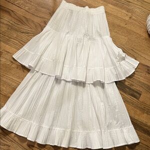 Howard Wolf USA white tiered polyester/cotton skirt vintage size 8